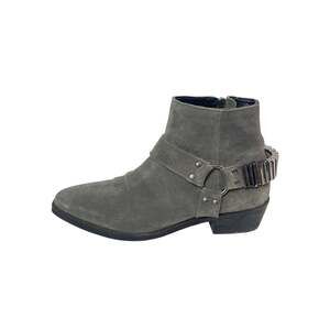 ASOS Gray Leather Suede Pointed Toe Buckle Strap Western Ankle Chelsea Boots 7